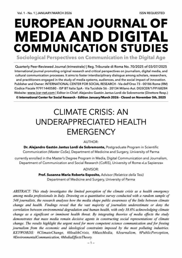 NASCE A ROMA LA NUOVA RIVISTA SCIENTIFICA INTERNAZIONALE “EUROPEAN JOURNAL OF MEDIA AND DIGITAL COMMUNICATION STUDIES – SOCIOLOGICAL PERSPECTIVES ON COMMUNICATION IN THE DIGITAL AGE”